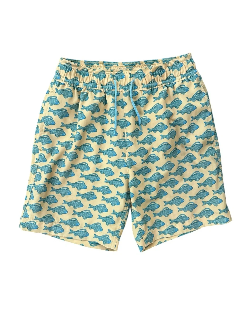 Boys J Crew Swim Trunks Yellow Fish Fishing Crewcuts Size 10 Years